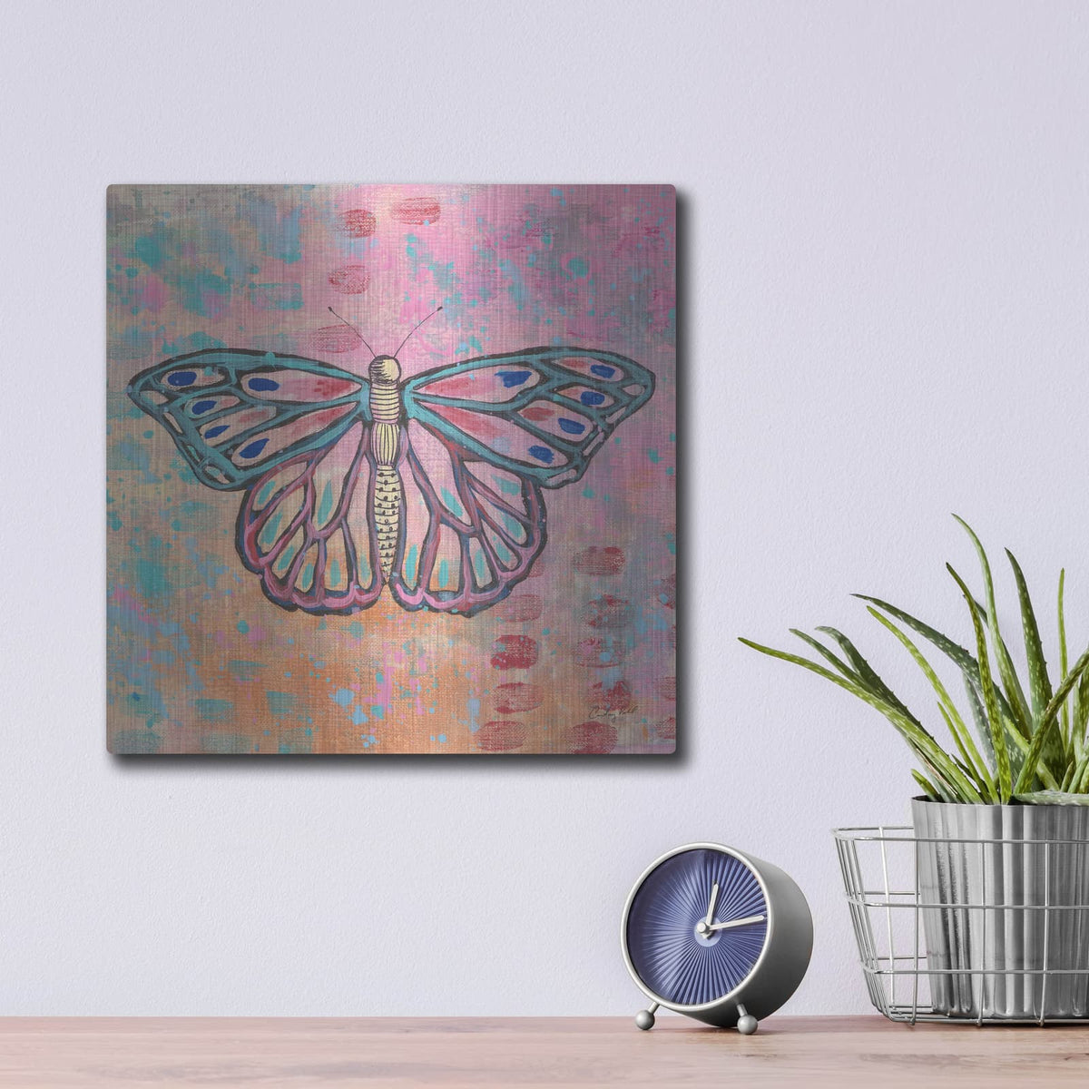 'Bright Butterfly 2' by Courtney Prahl – Metal Wall Art, 12x12 room view