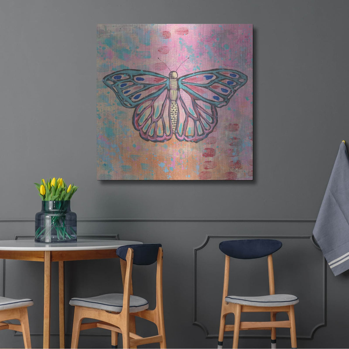 'Bright Butterfly 2' by Courtney Prahl – Metal Wall Art, 36x36 room view