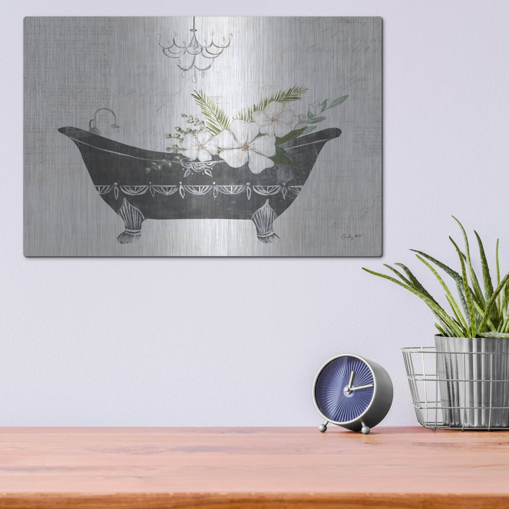 'Floral Bath 1 Flipped' by Courtney Prahl – Metal Wall Art, 16x12 room view