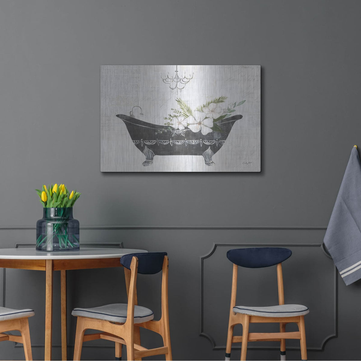 'Floral Bath 1 Flipped' by Courtney Prahl – Metal Wall Art, 36x24 room view