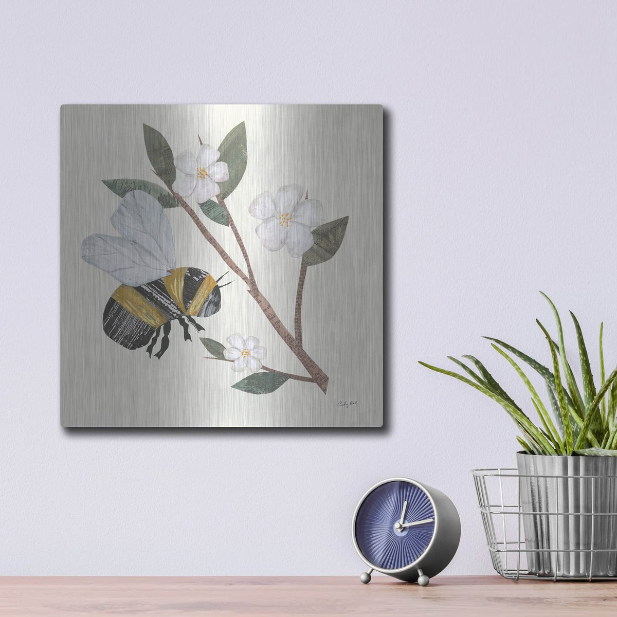 'In The Garden Bee 2' by Courtney Prahl – Metal Wall Art, 12x12 room view