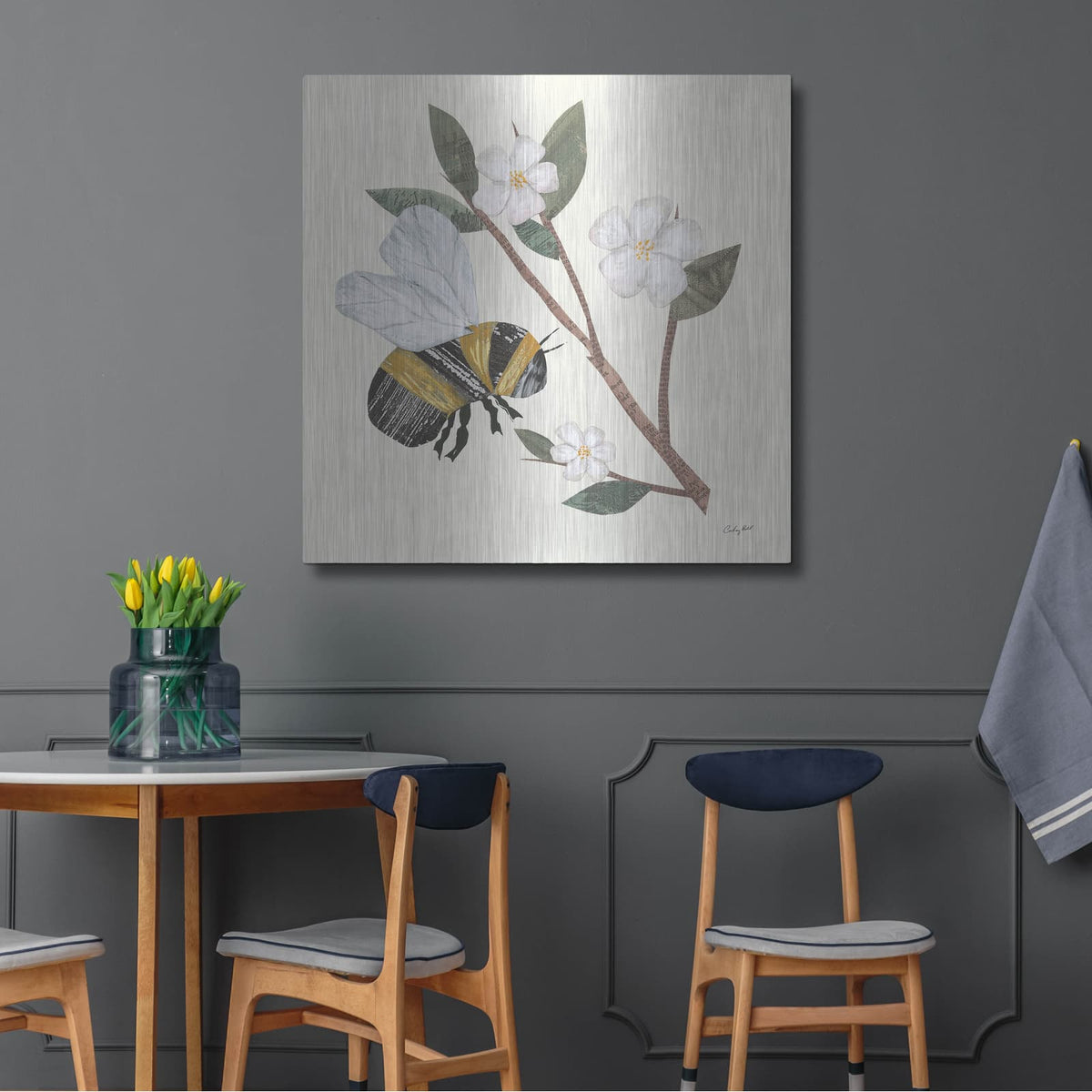 'In The Garden Bee 2' by Courtney Prahl – Metal Wall Art, 36x36 room view
