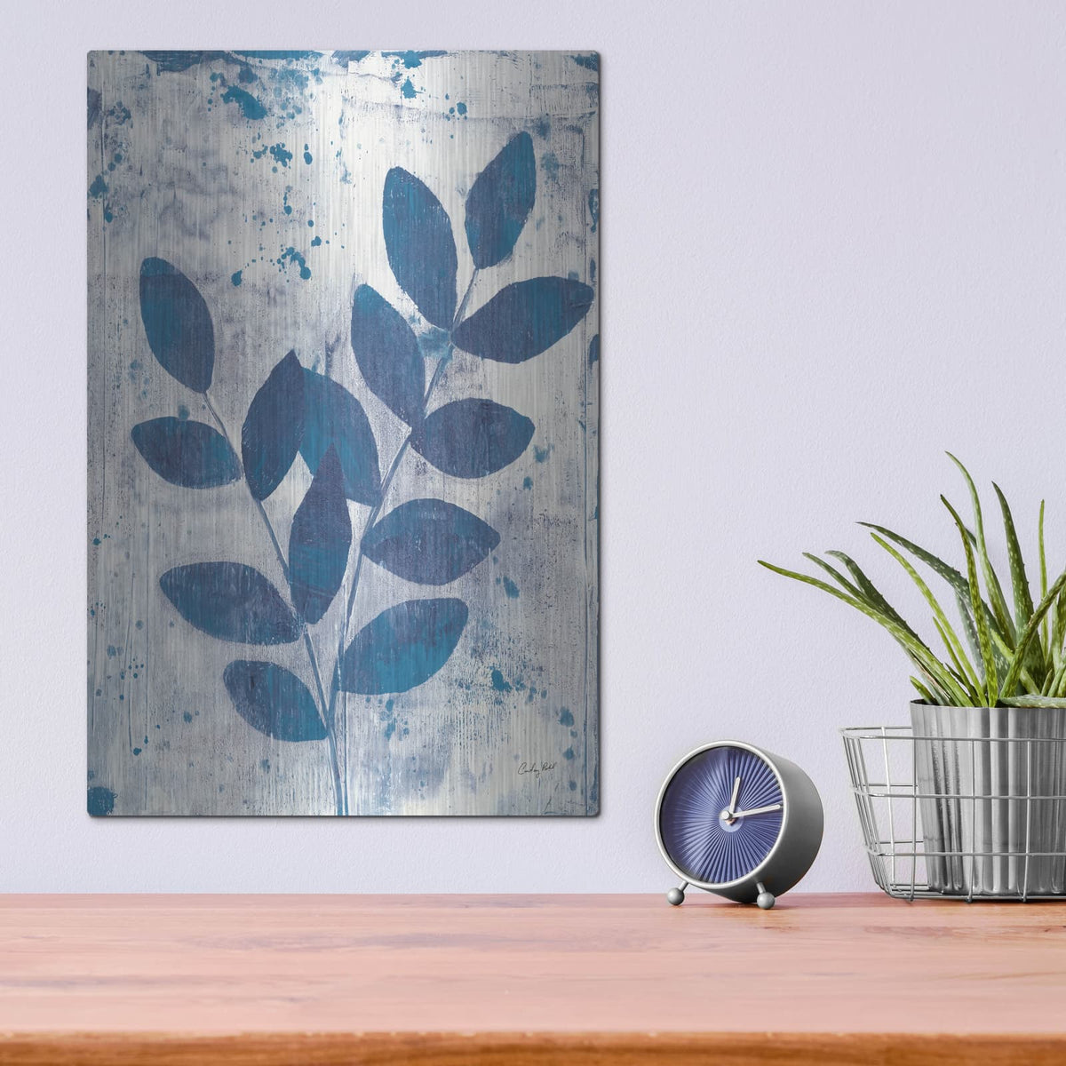 'Leaves Of Blue 2' by Courtney Prahl – Metal Wall Art, 12x16 room view