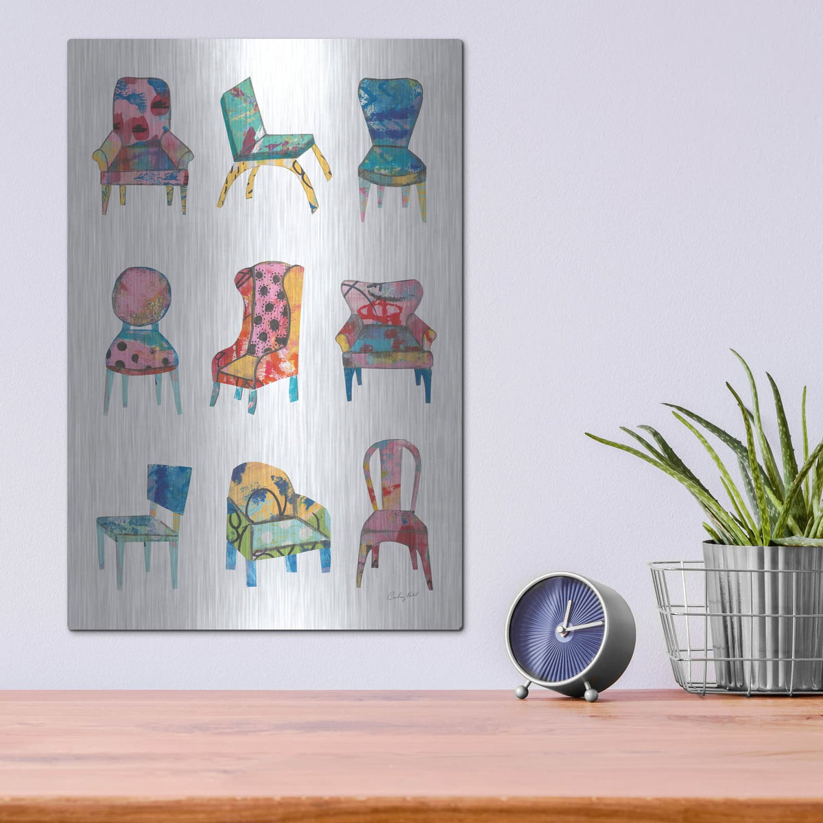 'Mod Chair Chart' by Courtney Prahl – Metal Wall Art, 12x16 room view