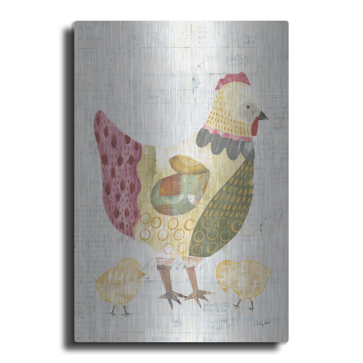 'Patchwork Chickens 3' by Courtney Prahl – Metal Wall Art