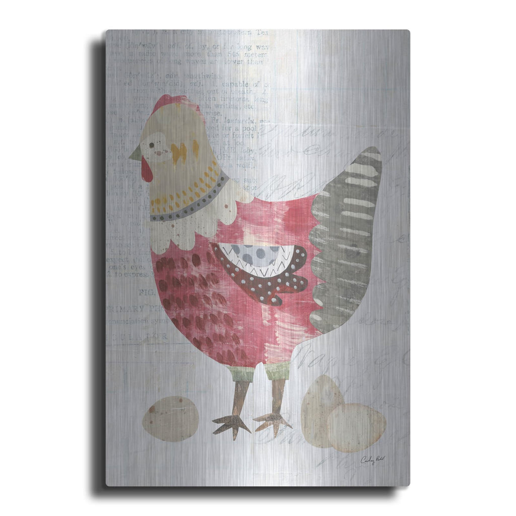 'Patchwork Chickens 4' by Courtney Prahl – Metal Wall Art
