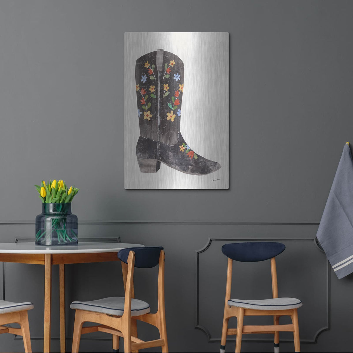 'Western Cowgirl Boot 3' by Courtney Prahl – Metal Wall Art, 24x36 room view