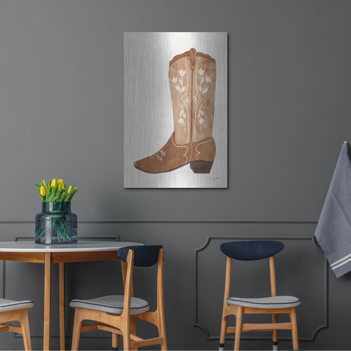 'Western Cowgirl Boot 4' by Courtney Prahl – Metal Wall Art, 24x36 room view