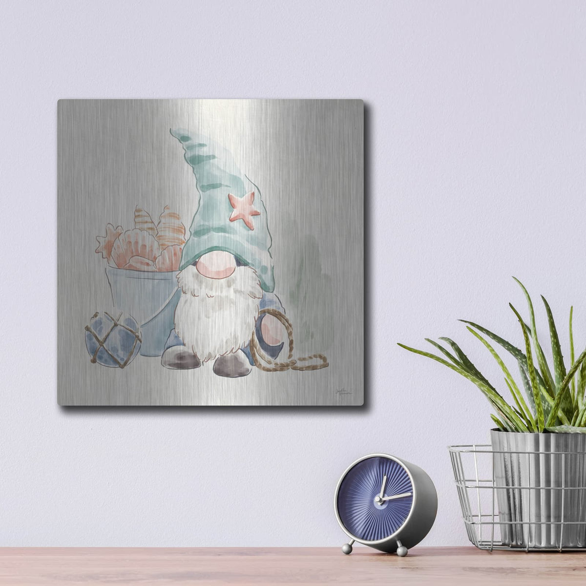 'Beach Gnomes 2' by Janelle Penner – Metal Wall Art, 12x12 room view