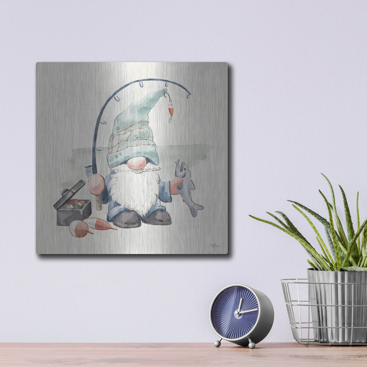'Beach Gnomes 3' by Janelle Penner – Metal Wall Art, 12x12 room view