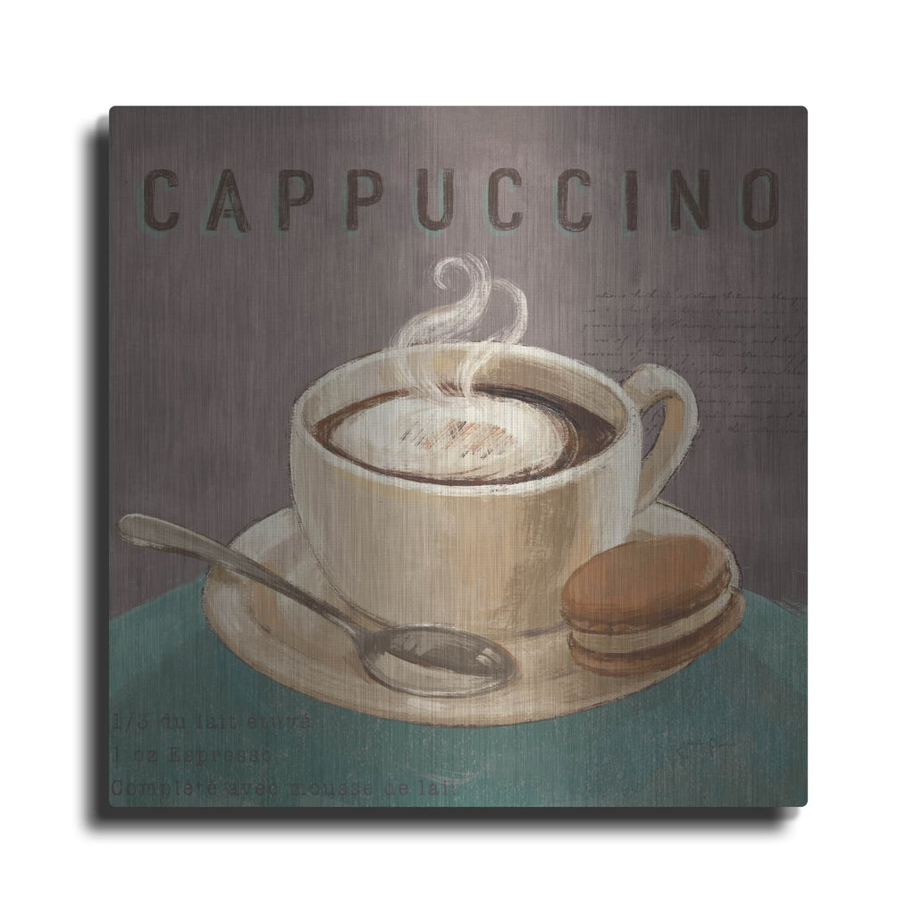 'Coffee And Co 1 Teal And Gray' by Janelle Penner – Metal Wall Art