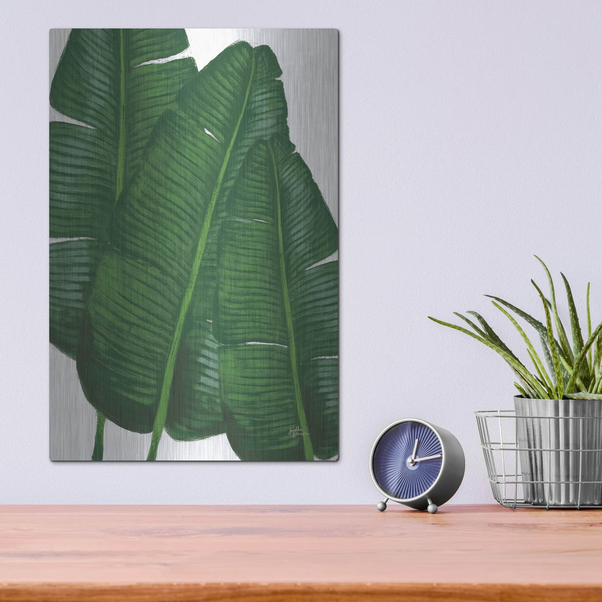 'Emerald Banana Leaves 2' by Janelle Penner – Metal Wall Art, 12x16 room view