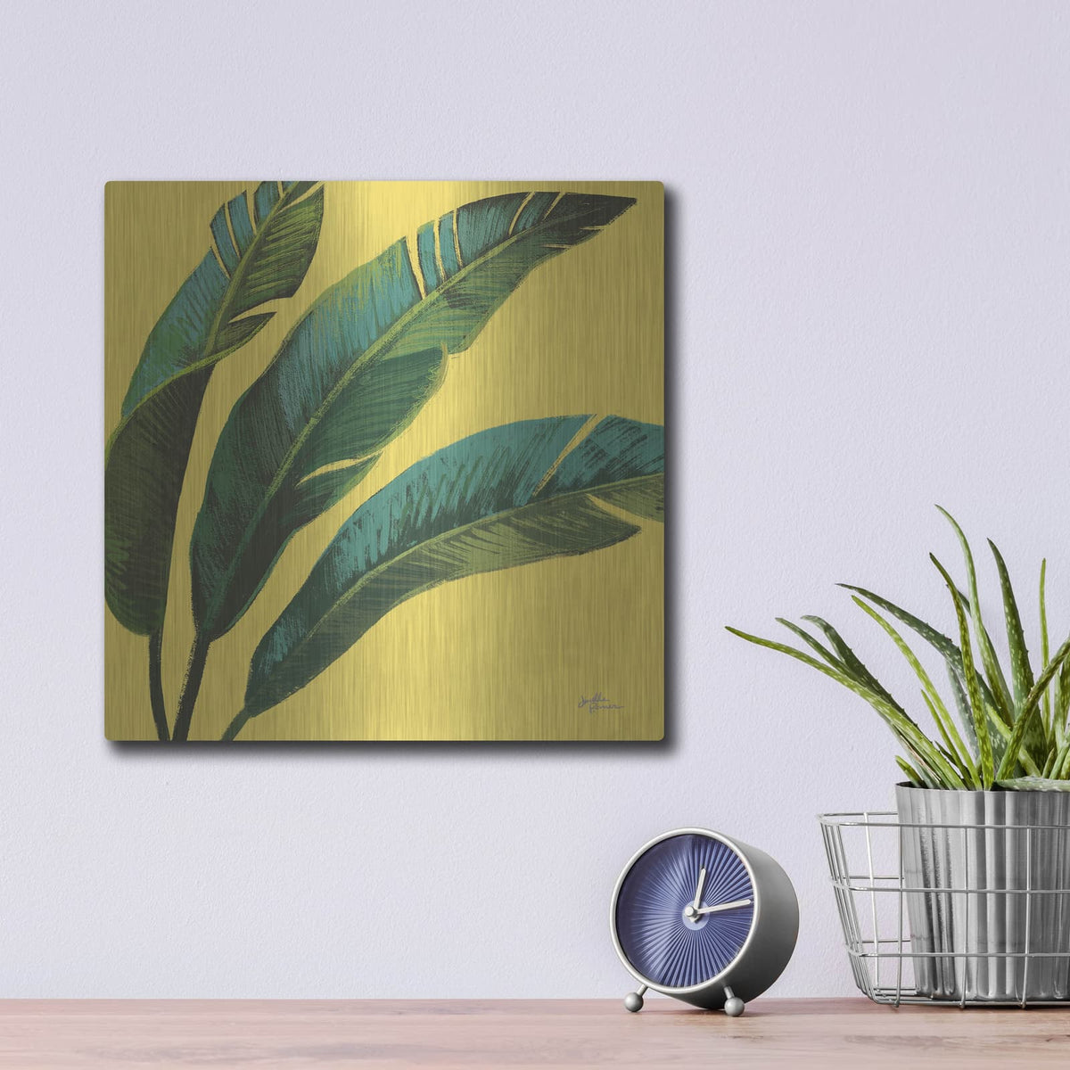 'Welcome To Paradise 11 Yellow' by Janelle Penner – Metal Wall Art, 12x12 room view