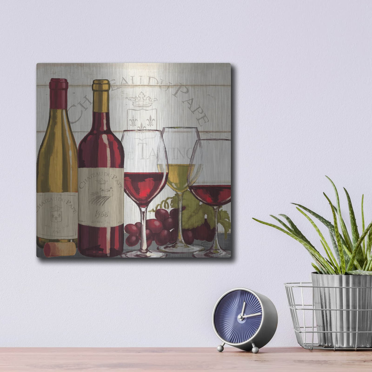 'Wine Tasting 2' by Janelle Penner – Metal Wall Art, 12x12 room view
