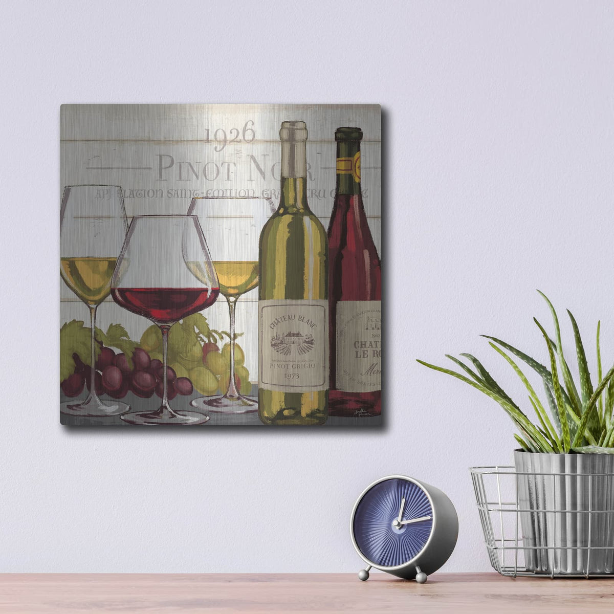 'Wine Tasting 3' by Janelle Penner – Metal Wall Art, 12x12 room view