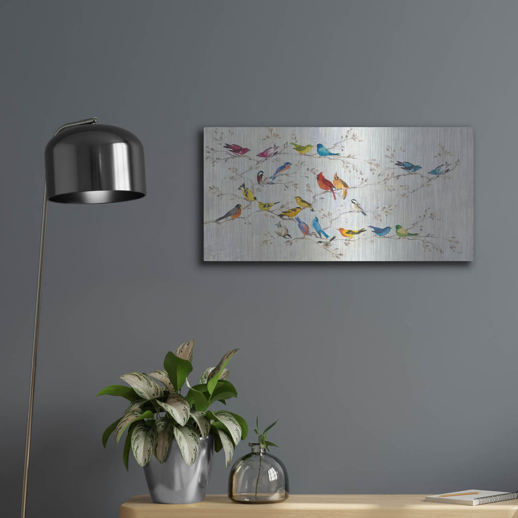 'A Little Bird Told Me Panel' by Julia Purinton – Metal Wall Art, 24x12 room view