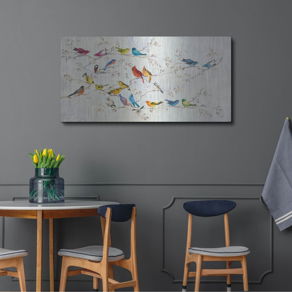 'A Little Bird Told Me Panel' by Julia Purinton – Metal Wall Art, 48x24 room view