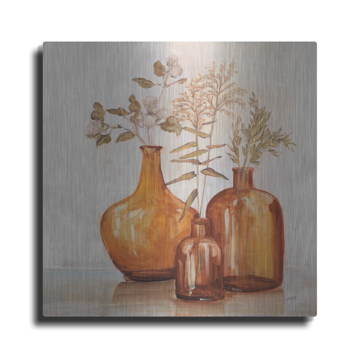'Amber Autumn Neutral Flowers' by Julia Purinton – Metal Wall Art