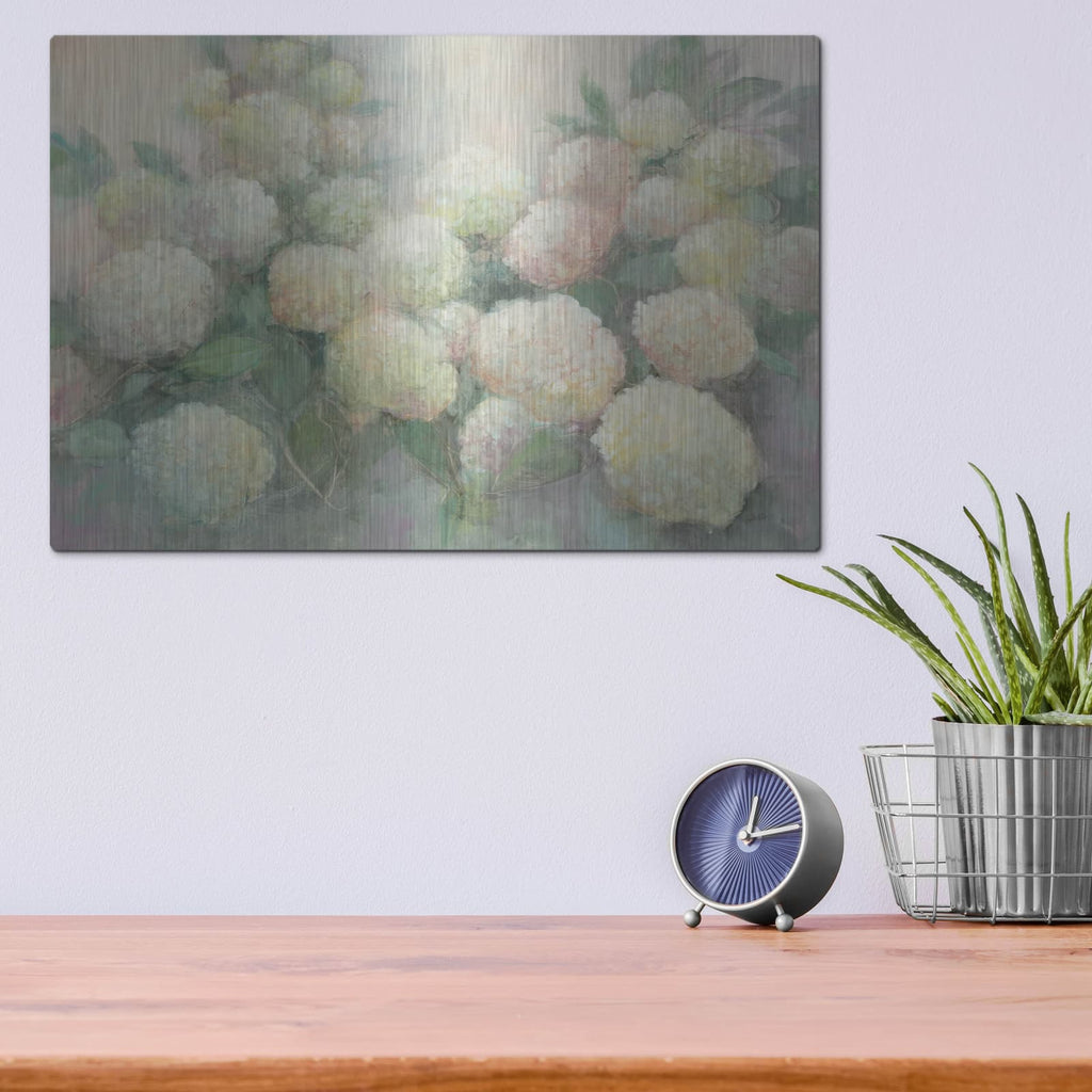 'Annabelle Hydrangeas C' by Julia Purinton – Metal Wall Art, 16x12 room view
