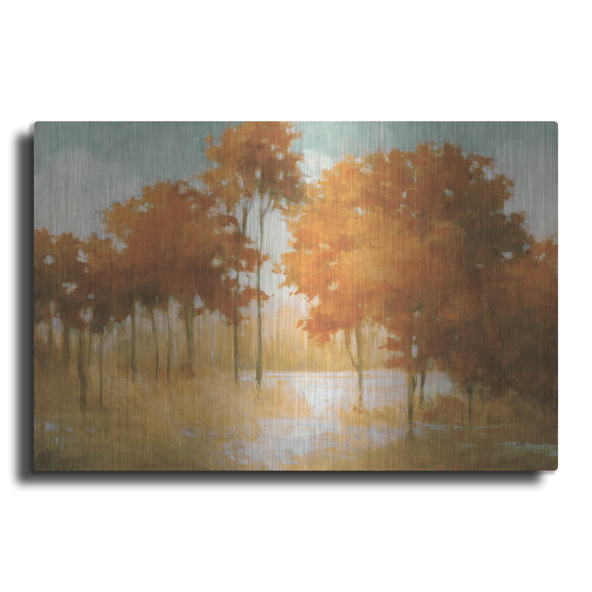 'Autumn Lake Orange' by Julia Purinton – Metal Wall Art