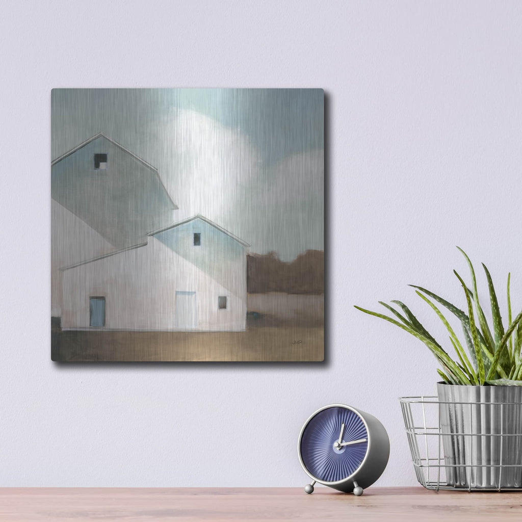 'Barn Shadows Neutral' by Julia Purinton – Metal Wall Art, 12x12 room view