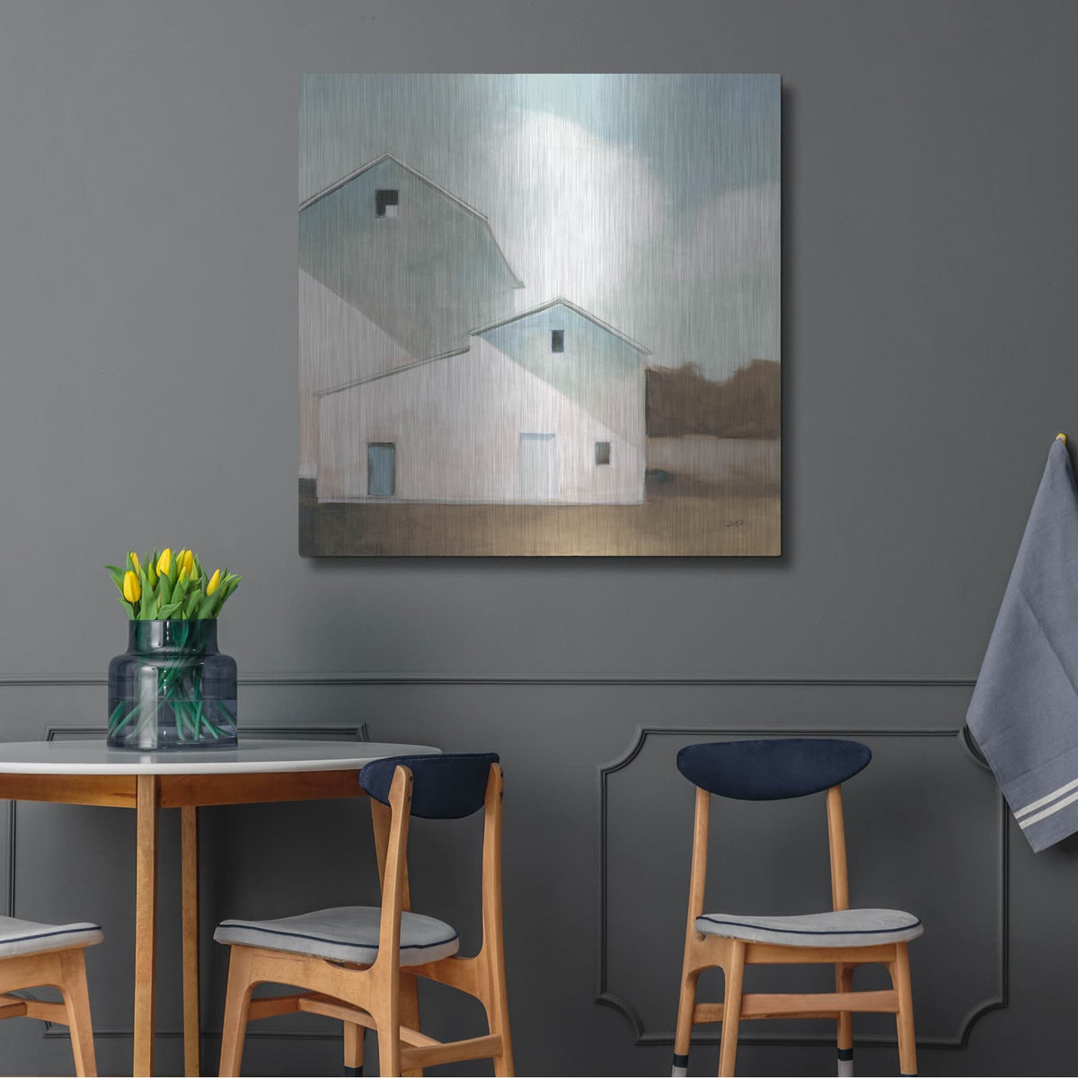 'Barn Shadows Neutral' by Julia Purinton – Metal Wall Art, 36x36 room view