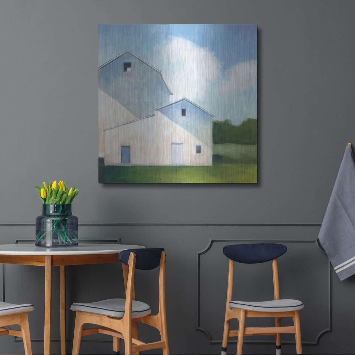 'Barn Shadows' by Julia Purinton – Metal Wall Art, 36x36 room view