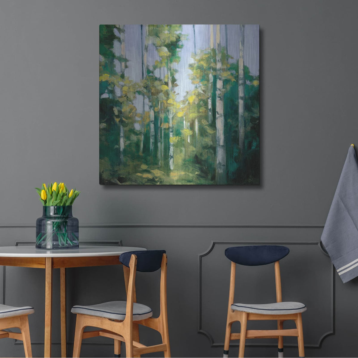 'Birches' by Julia Purinton – Metal Wall Art, 36x36 room view