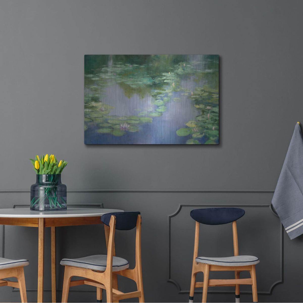 'Blue Lily 3' by Julia Purinton – Metal Wall Art, 36x24 room view
