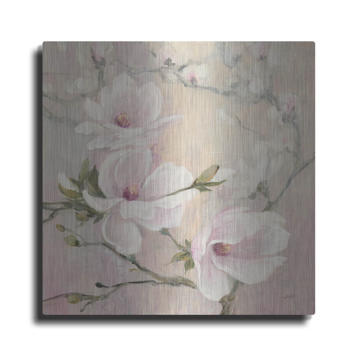 'Blushing Magnolias' by Julia Purinton – Metal Wall Art