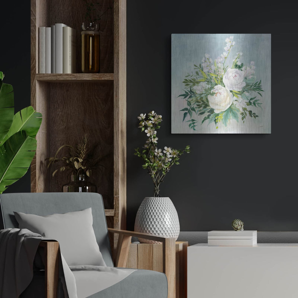 'Bridal Bouquet' by Julia Purinton – Metal Wall Art, 24x24 room view