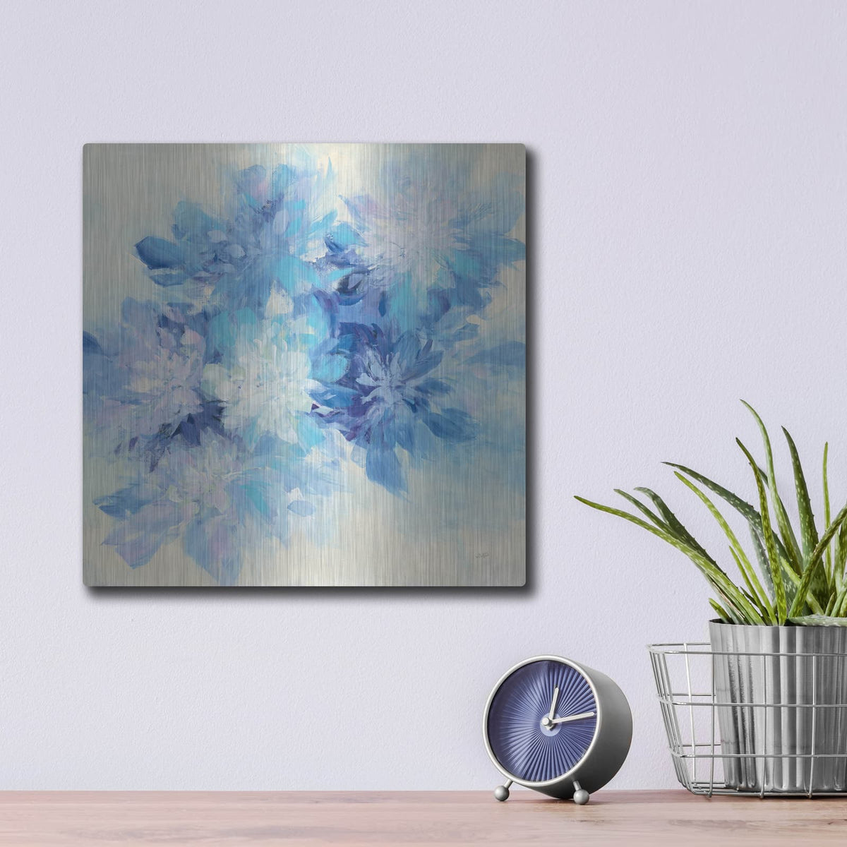 'Burst Of Blue' by Julia Purinton – Metal Wall Art, 12x12 room view