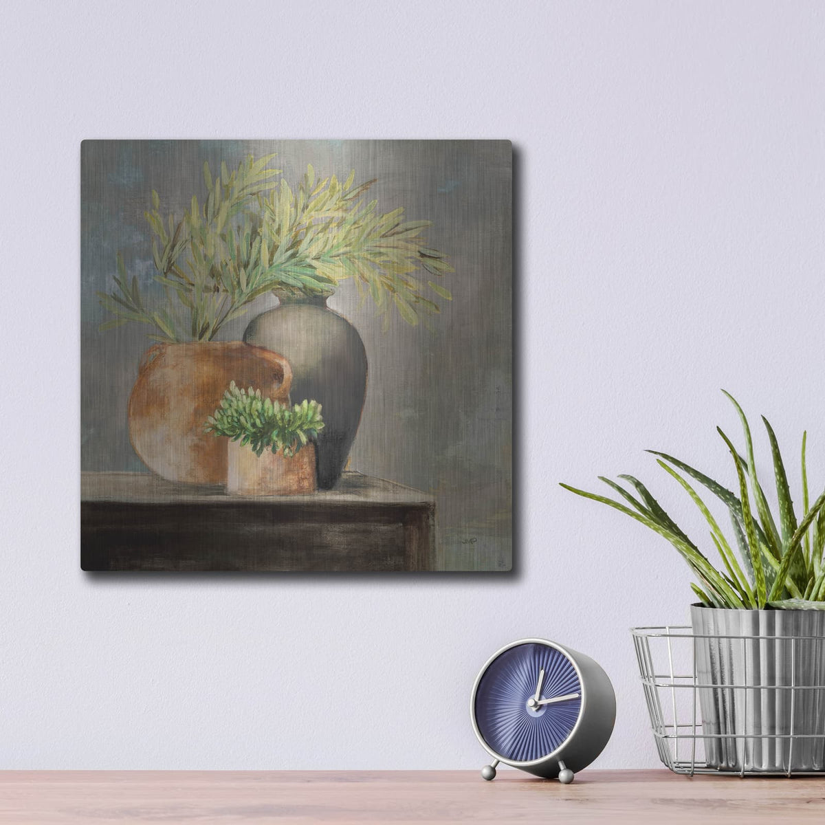 'Calm Still Life 1 Rich' by Julia Purinton – Metal Wall Art, 12x12 room view