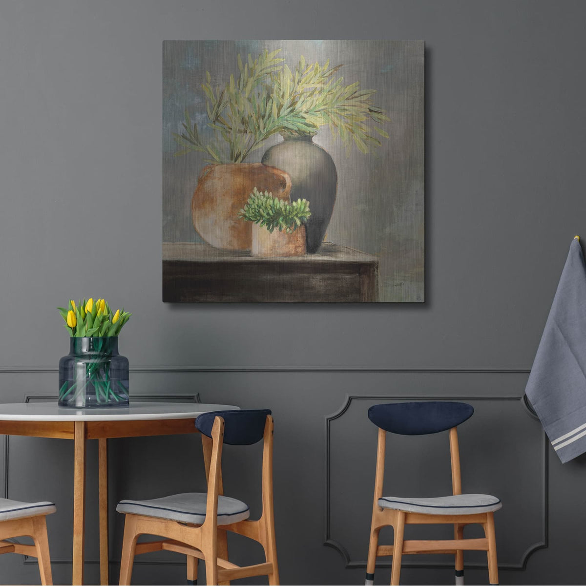 'Calm Still Life 1 Rich' by Julia Purinton – Metal Wall Art, 36x36 room view