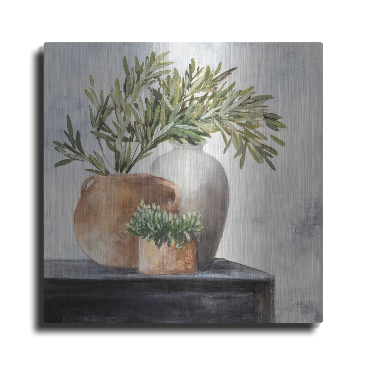 'Calm Still Life Dark 1' by Julia Purinton – Metal Wall Art