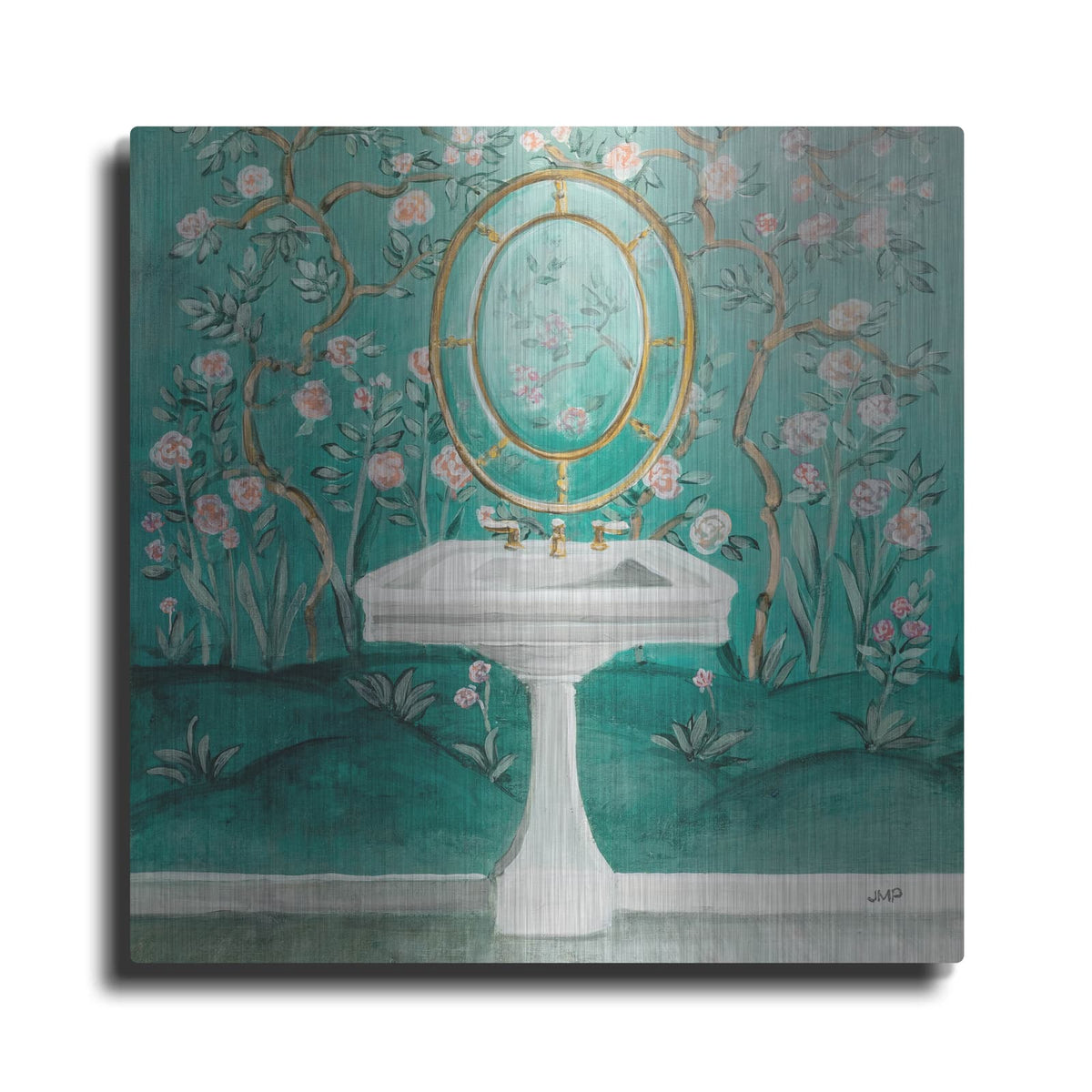 'Chinoiserie Bath 1 Sq' by Julia Purinton – Metal Wall Art