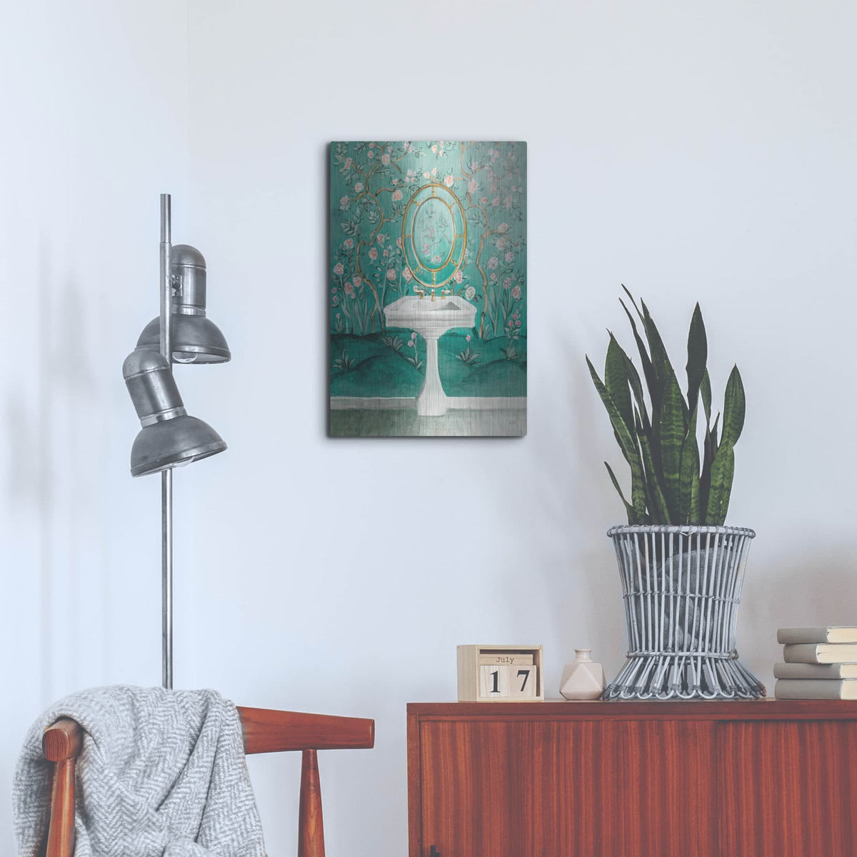 'Chinoiserie Bath 1' by Julia Purinton – Metal Wall Art, 16x24 room view