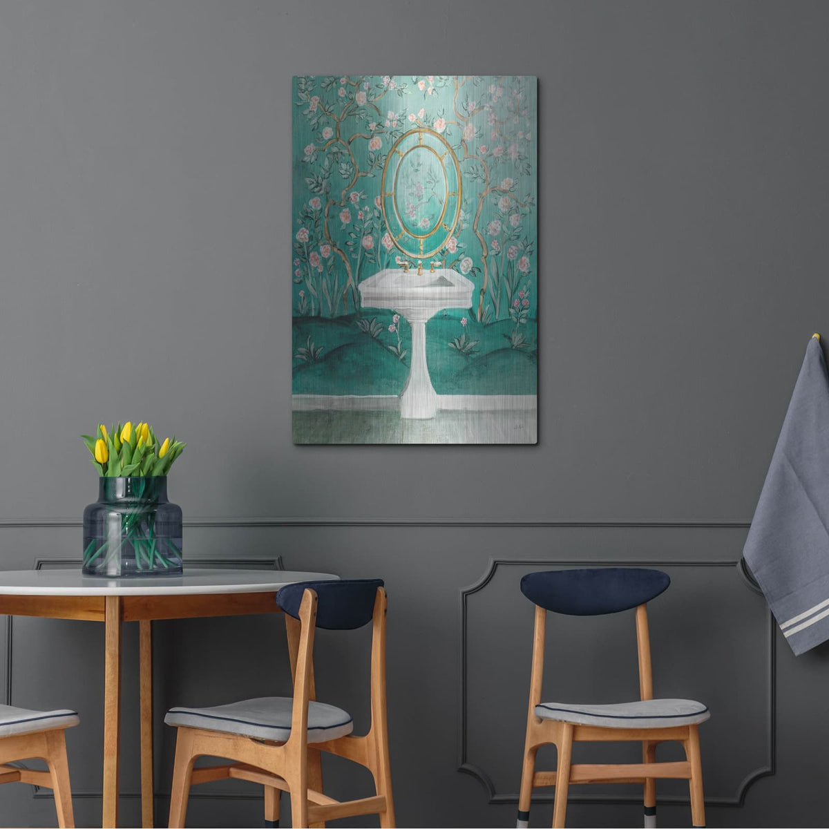 'Chinoiserie Bath 1' by Julia Purinton – Metal Wall Art, 24x36 room view