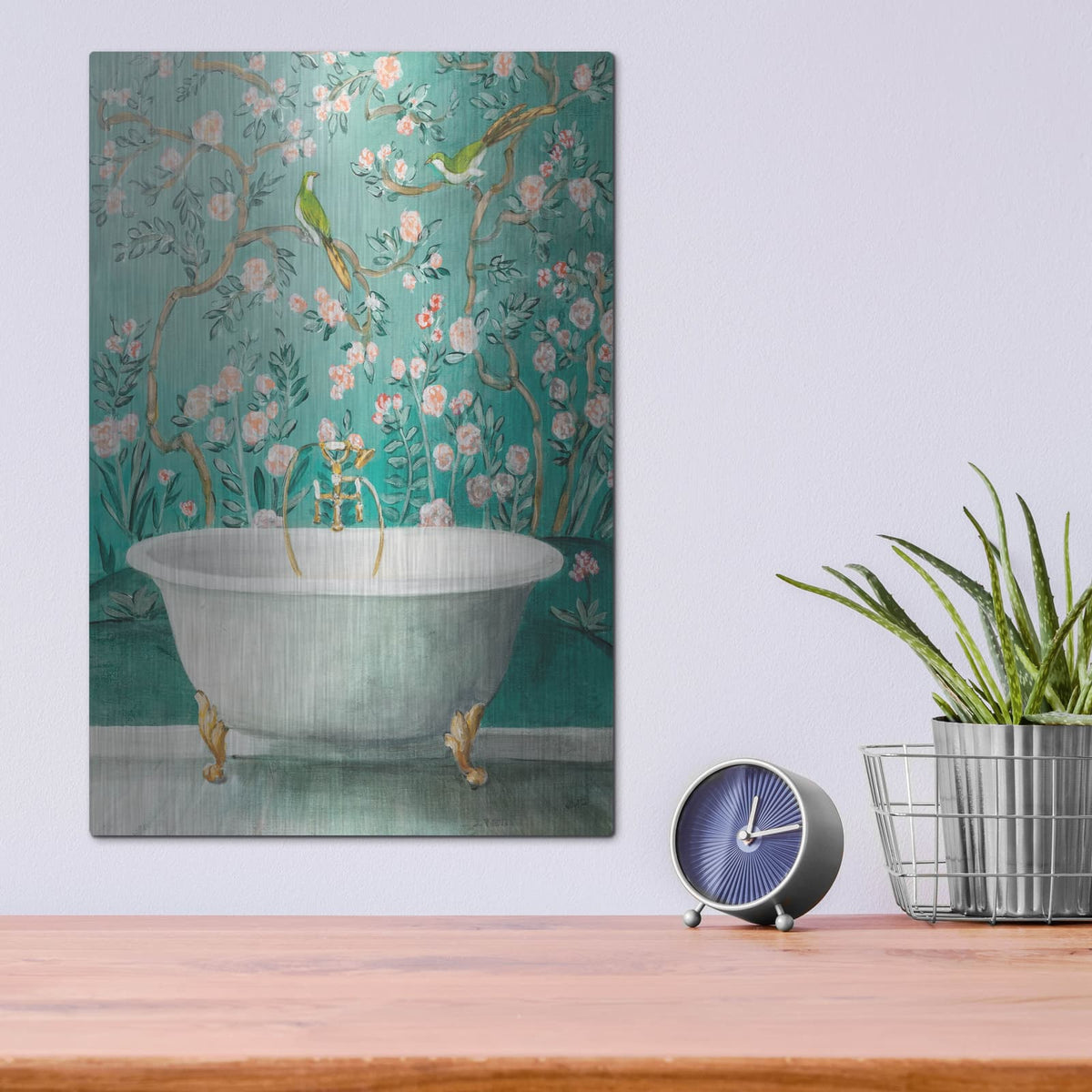 'Chinoiserie Bath 2' by Julia Purinton – Metal Wall Art, 12x16 room view