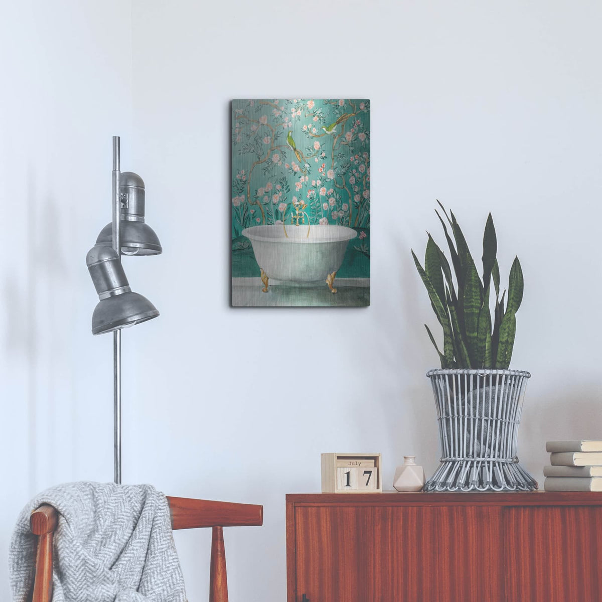 'Chinoiserie Bath 2' by Julia Purinton – Metal Wall Art, 16x24 room view