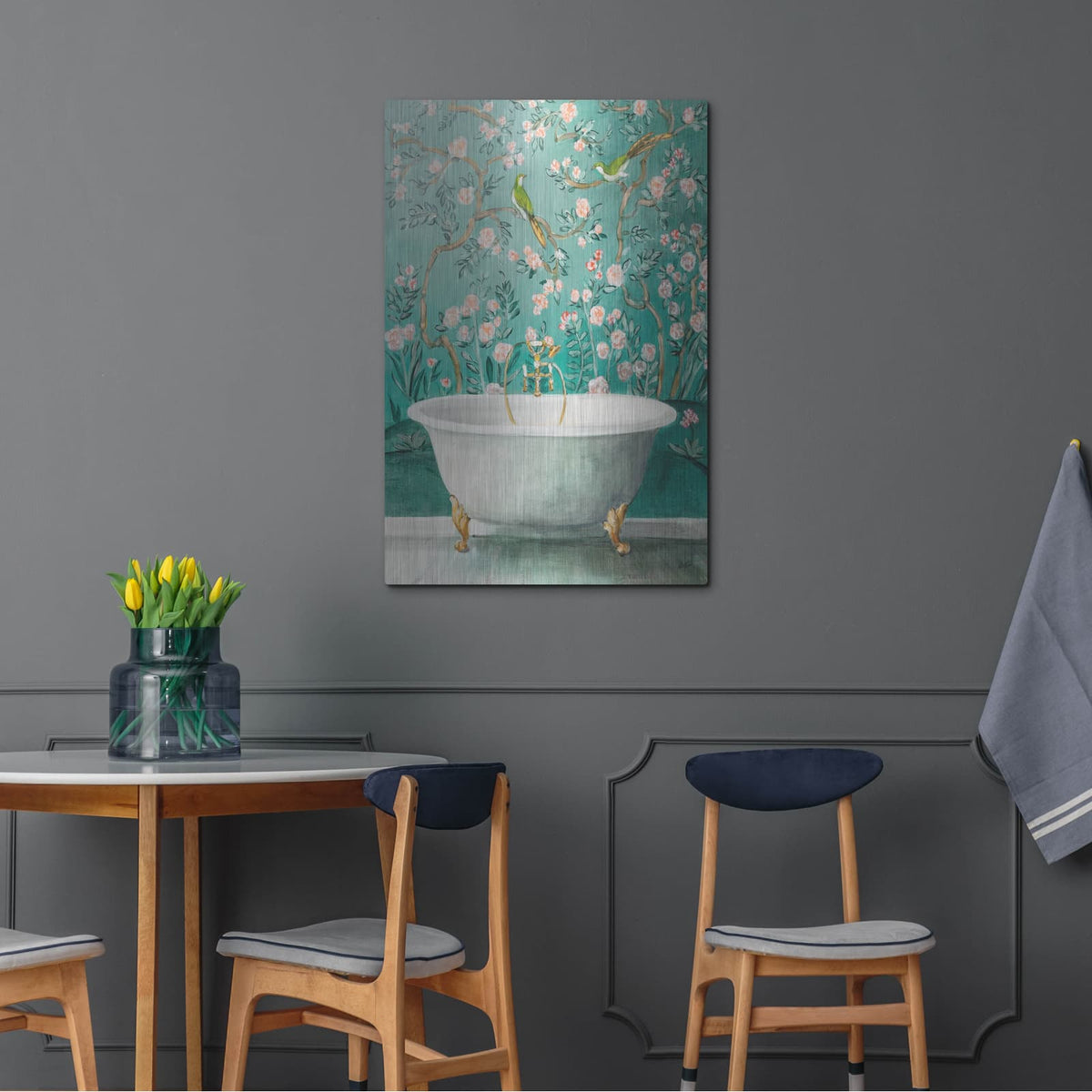 'Chinoiserie Bath 2' by Julia Purinton – Metal Wall Art, 24x36 room view