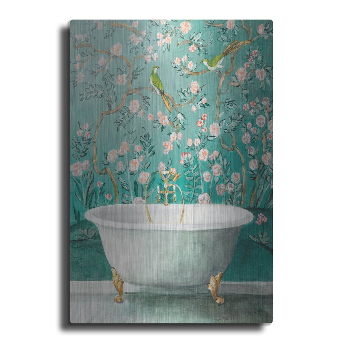 'Chinoiserie Bath 2' by Julia Purinton – Metal Wall Art