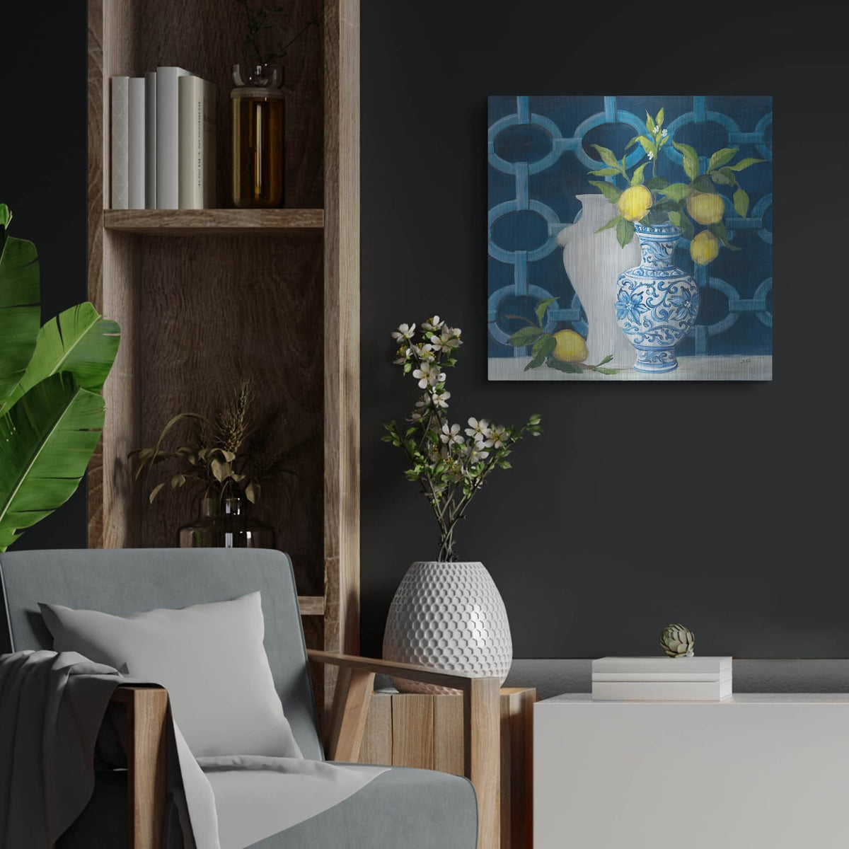 'Chinoiserie Delight' by Julia Purinton – Metal Wall Art, 24x24 room view