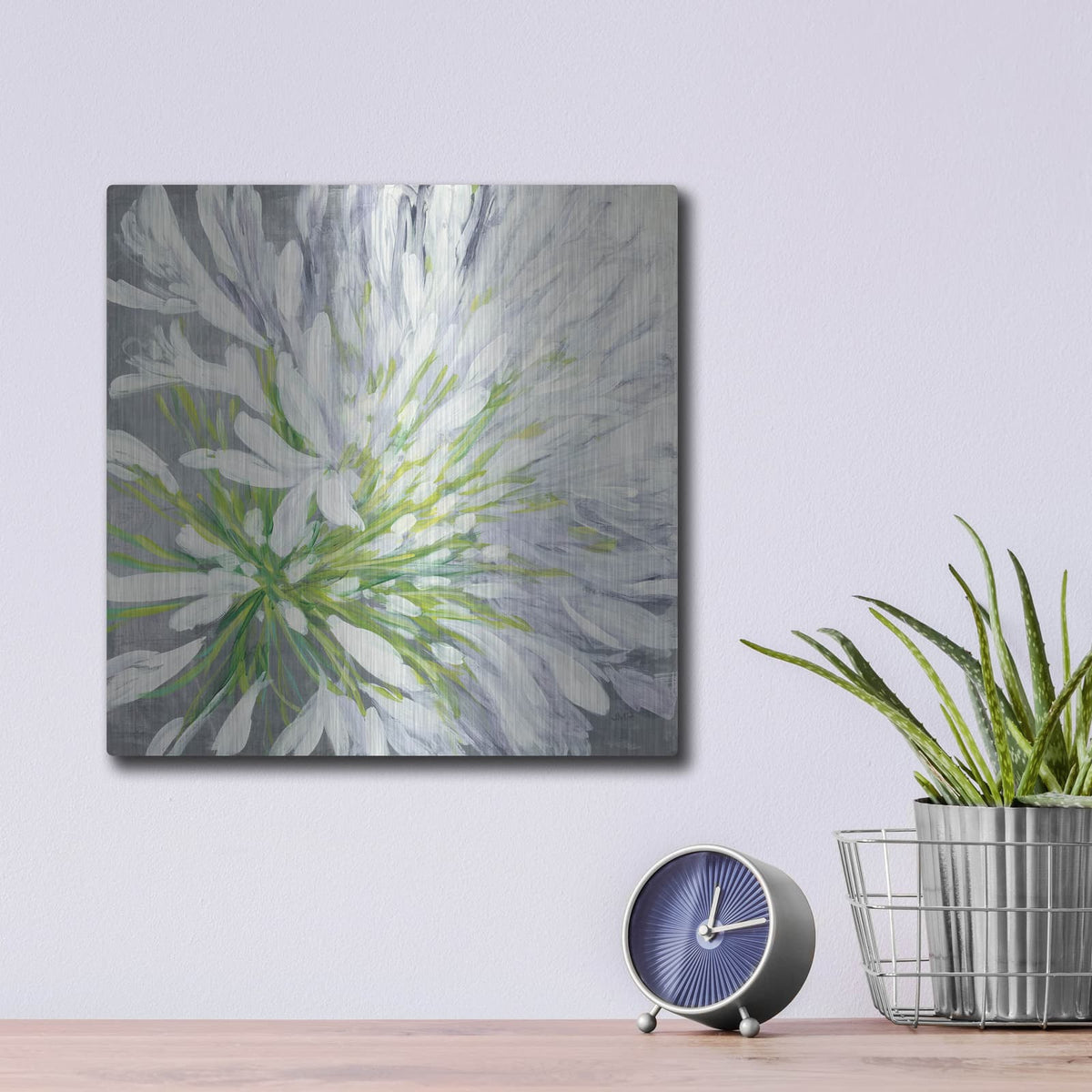 'Cleome Splash 2' by Julia Purinton – Metal Wall Art, 12x12 room view