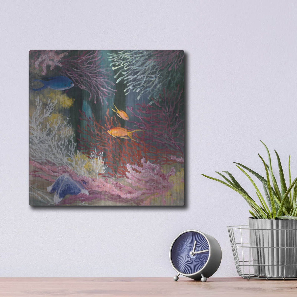'Coastal Reef 1' by Julia Purinton – Metal Wall Art, 12x12 room view