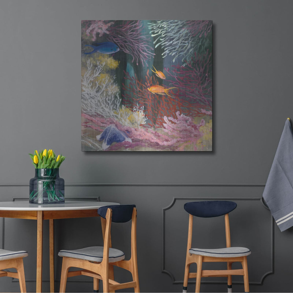 'Coastal Reef 1' by Julia Purinton – Metal Wall Art, 36x36 room view