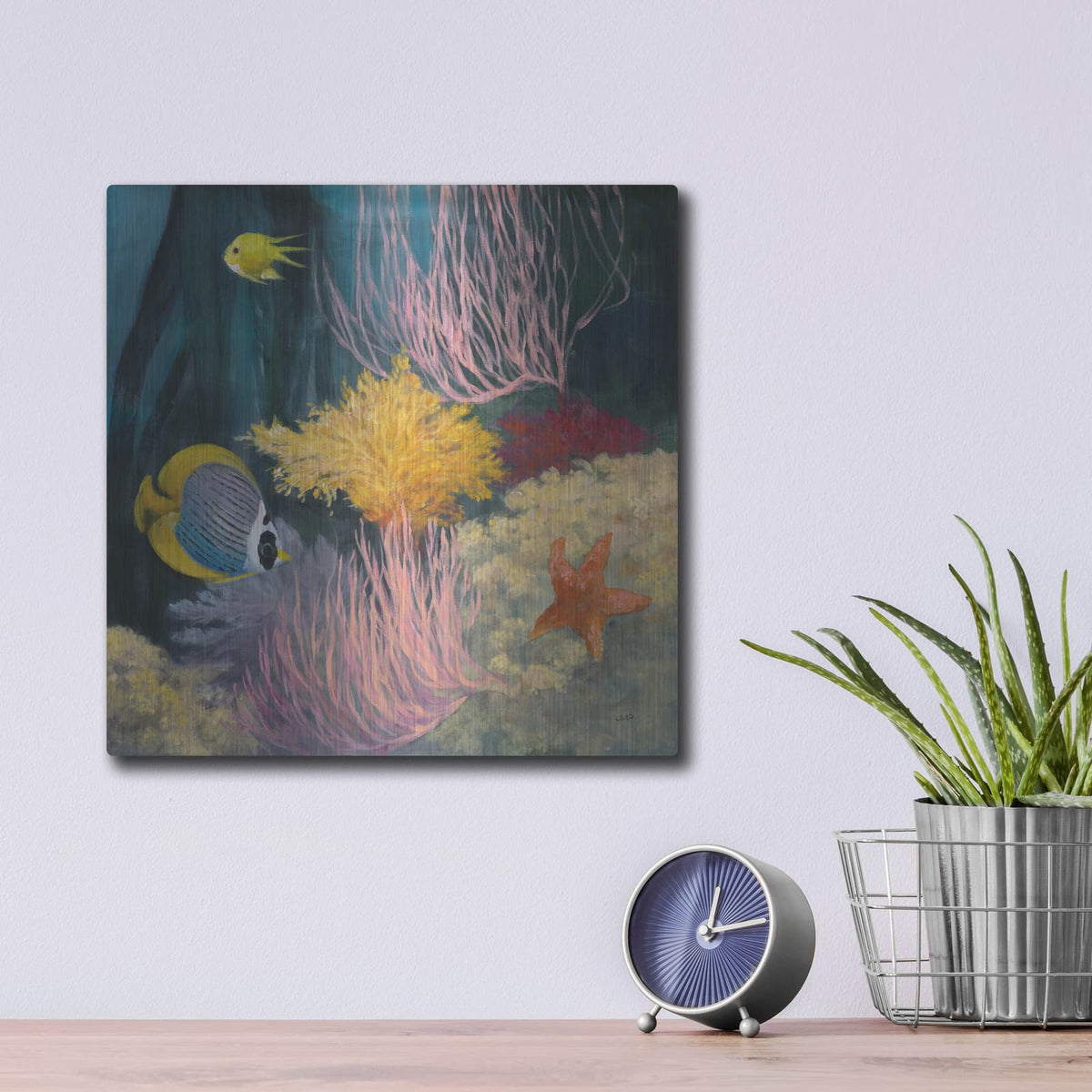 'Coastal Reef 2' by Julia Purinton – Metal Wall Art, 12x12 room view
