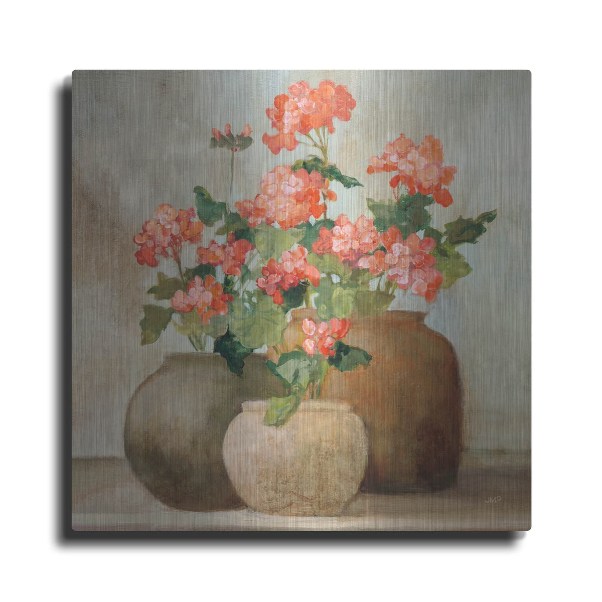 'Cottage Geraniums 2' by Julia Purinton – Metal Wall Art