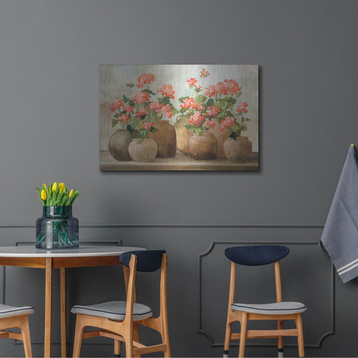 'Cottage Geraniums' by Julia Purinton – Metal Wall Art, 36x24 room view