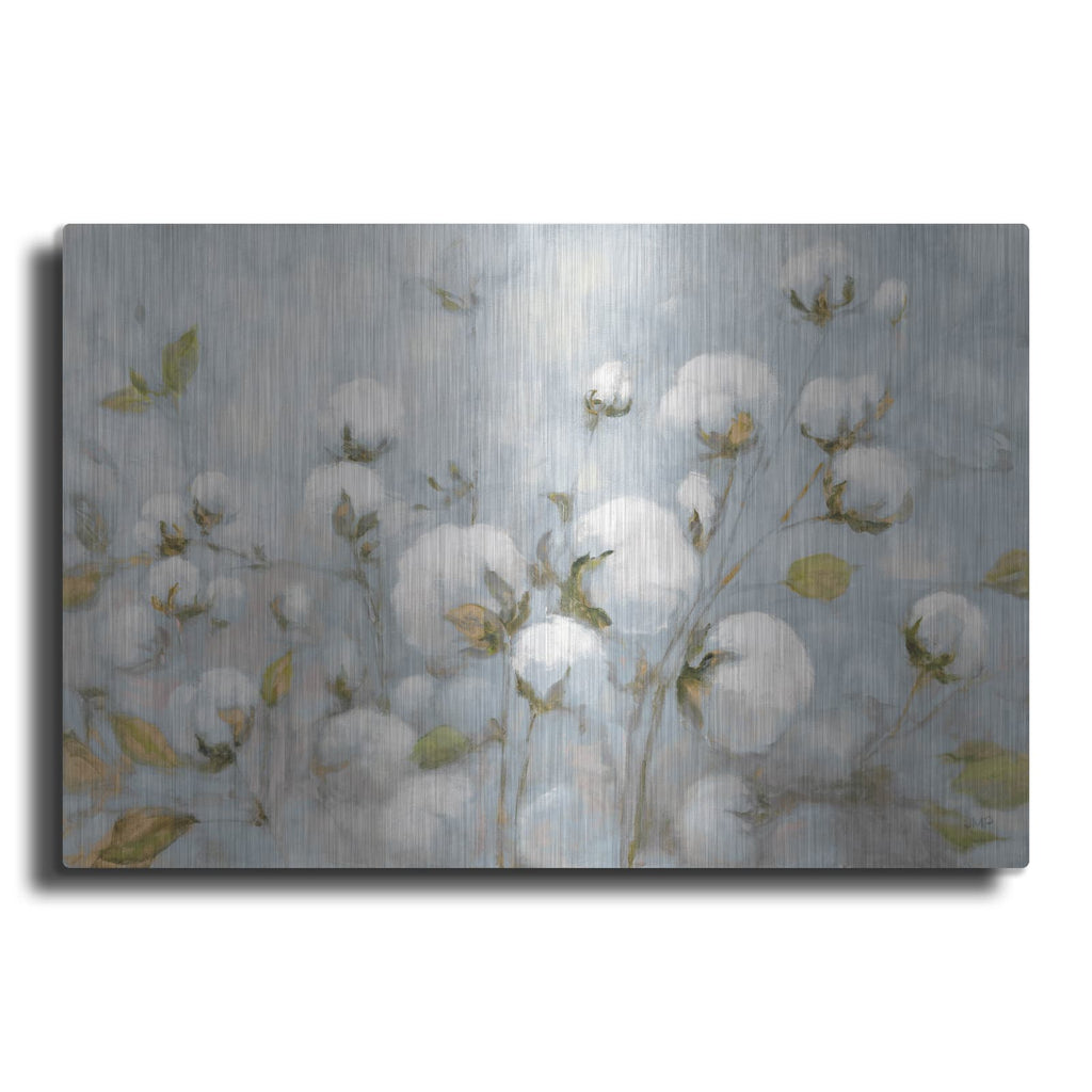 'Cotton Field Blue Gray' by Julia Purinton – Metal Wall Art